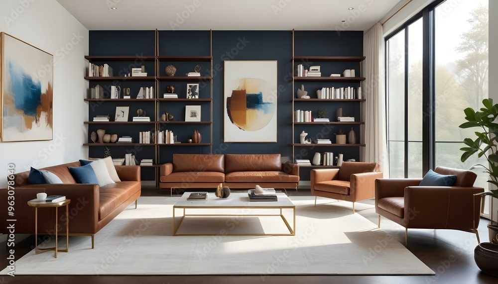 Photo interior modern design room 3d illustration Photo interior modern design room 3d illustration