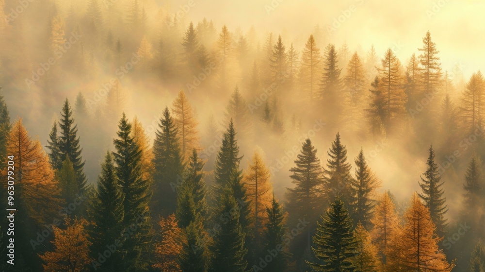 Misty Morning in the Pine Forest: A Breathtaking Aerial View Misty Morning in the Pine Forest: A Breathtaking Aerial View