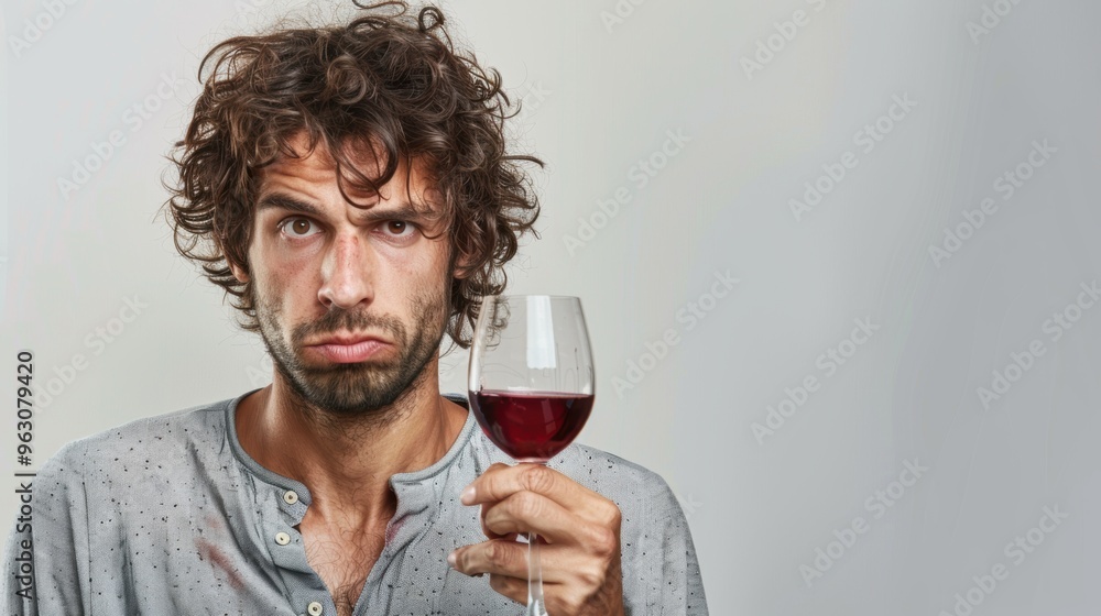 A drunken exhuasted messy female holding a glass of red wine A drunken exhuasted messy female holding a glass of red wine