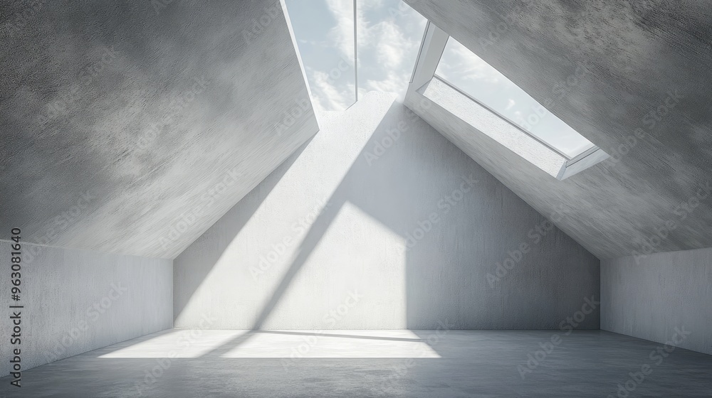 Empty Room with Skylight and Concrete Walls Empty Room with Skylight and Concrete Walls