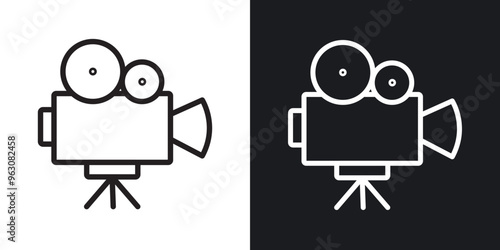 Video camera icon in black and white stroke