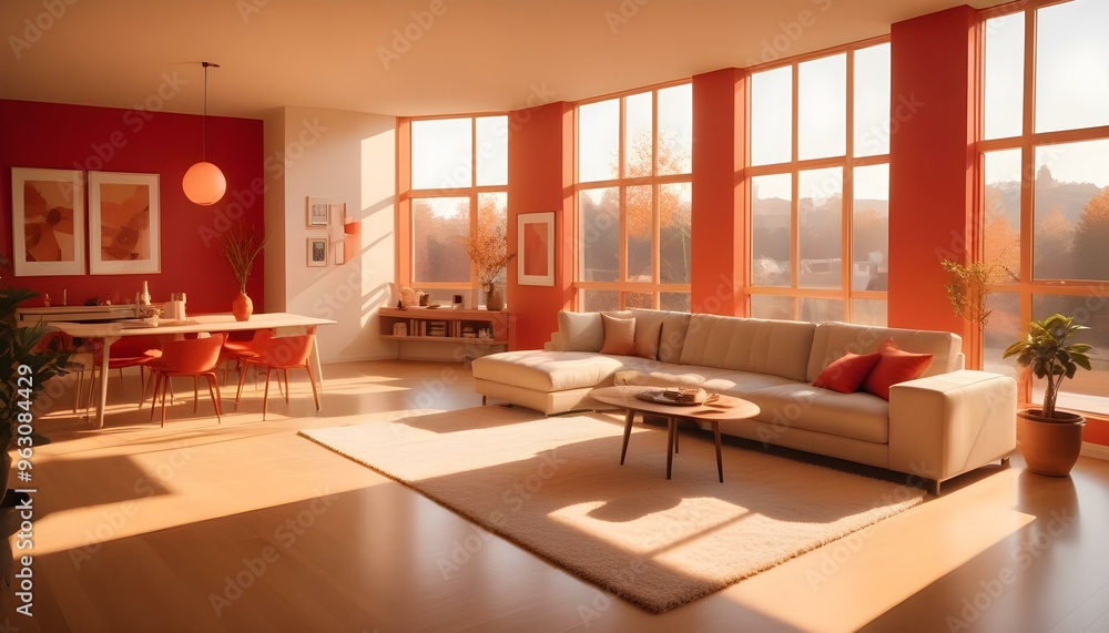 Fototapeta premium Photo interior modern design room 3d illustration