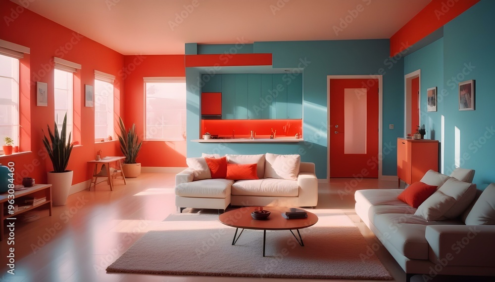 Photo interior modern design room 3d illustration Photo interior modern design room 3d illustration