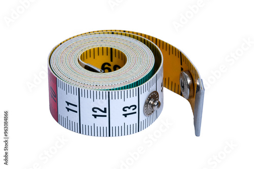 Obraz na płótnie Tailor's tape measure rolled into a roll isolated on a transparent background. Sewing accessories w salonie