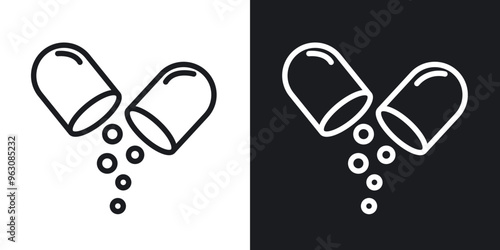 Open Capsule icon in black and white stroke