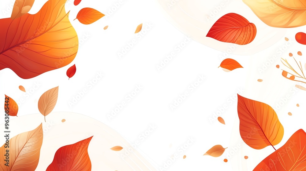 Autumn Leaves Falling Gently on a Soft White Background Autumn Leaves Falling Gently on a Soft White Background