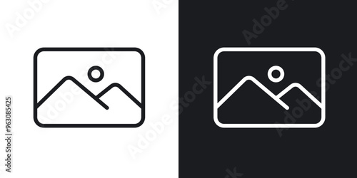 Picture icon in black and white stroke