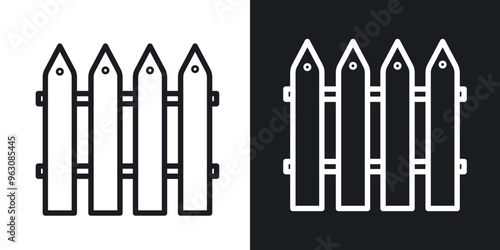 Plank fence icon in black and white stroke