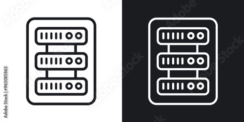 Server rack icon in black and white stroke