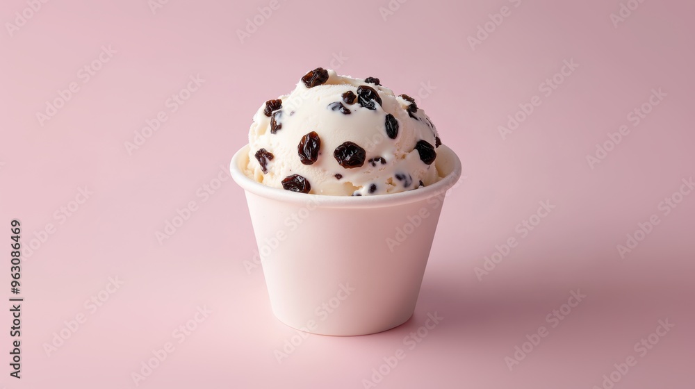 Ice cream decorated with raisin grains Ice cream decorated with raisin grains
