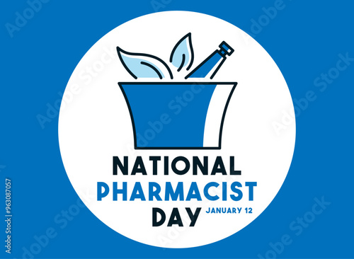 National Pharmacist Day. January 12. Flat design vector. Poster, banner, card, background.