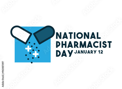 National Pharmacist Day. January 12. White background.