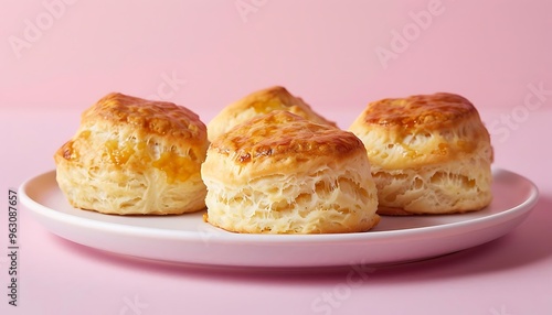 Delicious Buttery Biscuits on Pink Plate