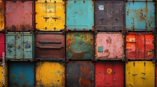 Colorful Stacked Shipping Containers