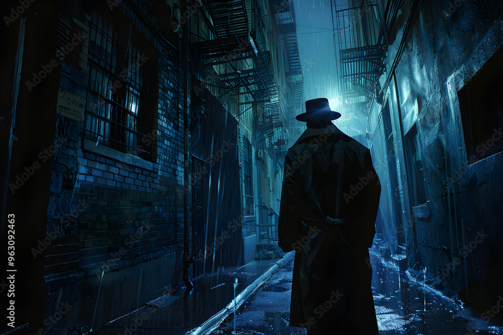 Mysterious Undercover Agent in Dimly Lit Alleyway Evoking Classic Espionage Vibes Mysterious Undercover Agent in Dimly Lit Alleyway Evoking Classic Espionage Vibes