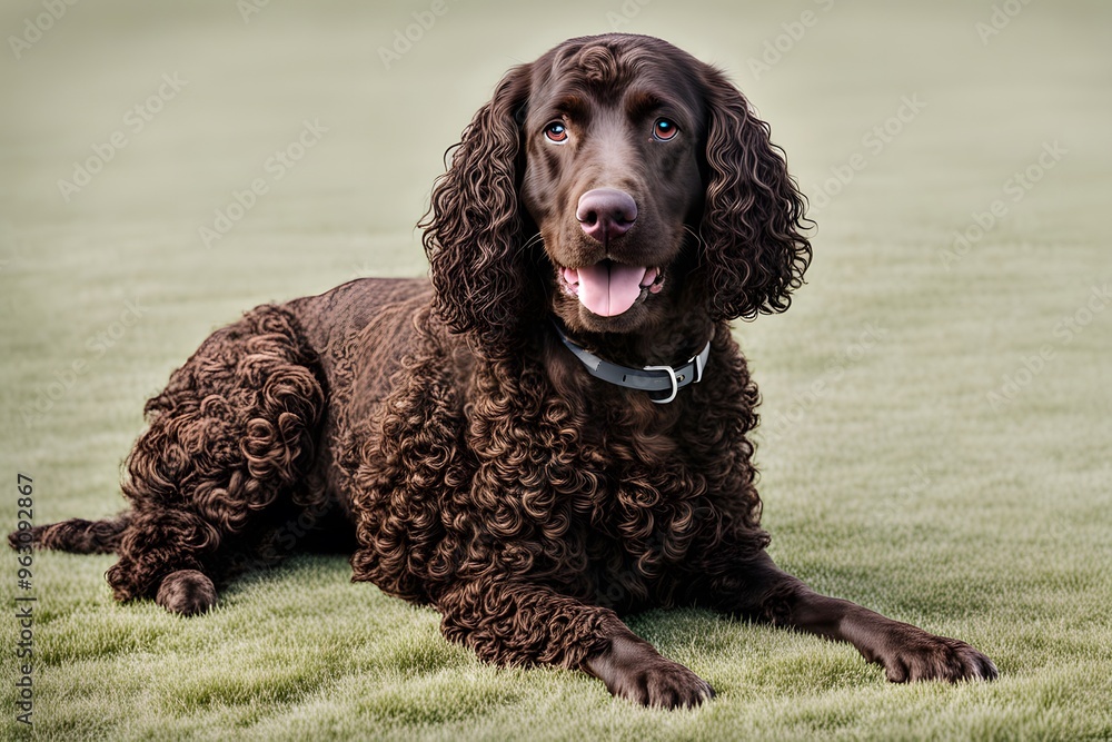 American water spaniel dog animal on white background, AI Generated American water spaniel dog animal on white background, AI Generated