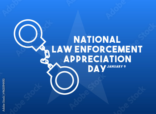 National Law Enforcement Appreciation Day. January 9. Gradient background. 