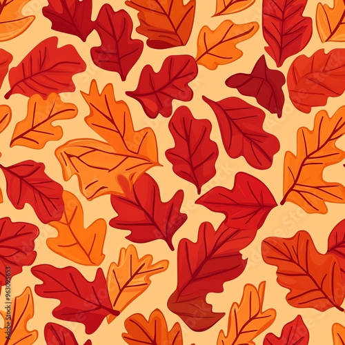 Autumn Leaf Seamless Pattern flat design Vector background 