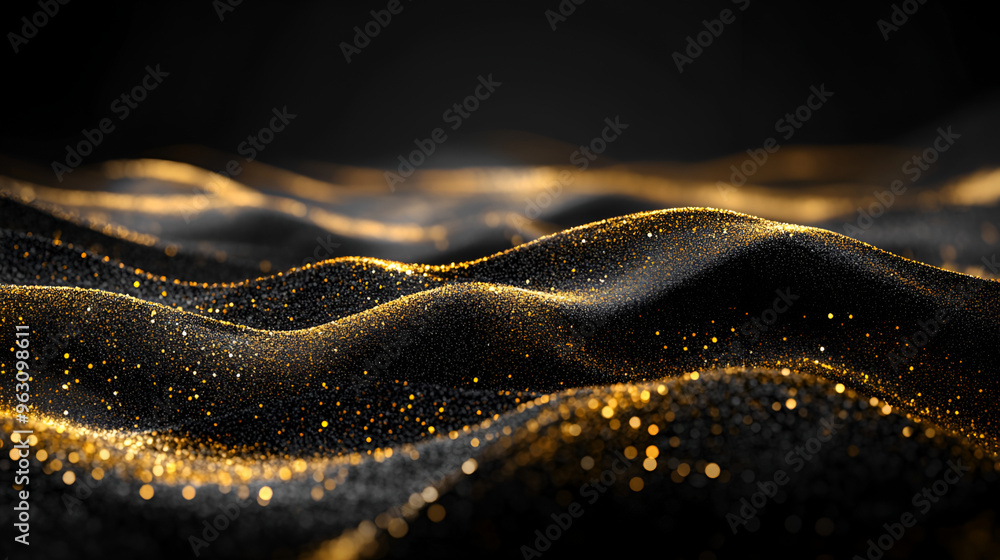 luxury black wavy background with golden glitter sparkles , Gold glitter wave abstract wavy design element, golden sparkles on black background
luxury black wavy background with golden glitter sparkles , Gold glitter wave abstract wavy design element, golden sparkles on black background