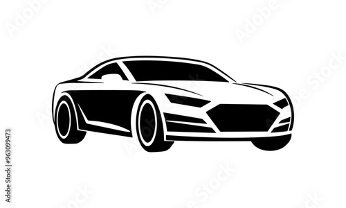 vector silhouette of a modern sports electric car