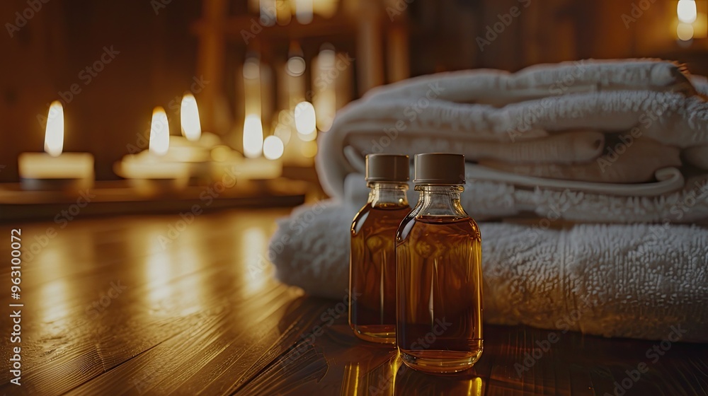 two small glass bottles filled with oil two small glass bottles filled with oil