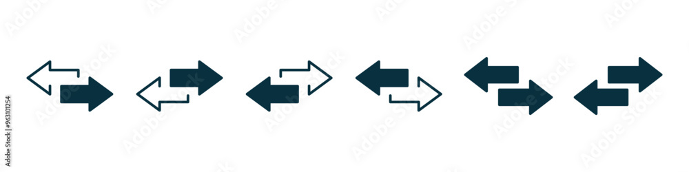 Left right arrows vector icon. Transfer arrows icon. 2 side arrow icon Left right arrows vector icon. Transfer arrows icon. 2 side arrow icon
