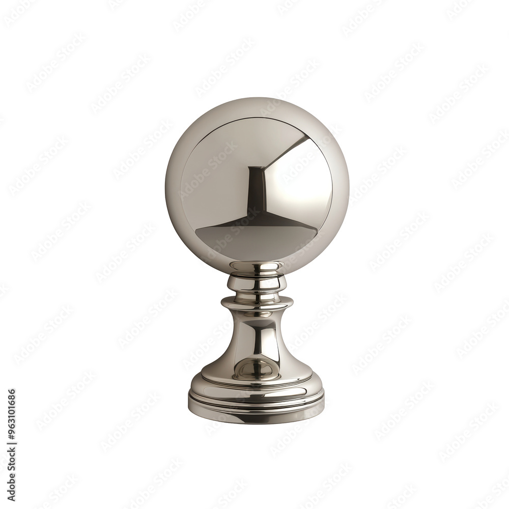 Elegant Silver Decorative Sphere on a Pedestal