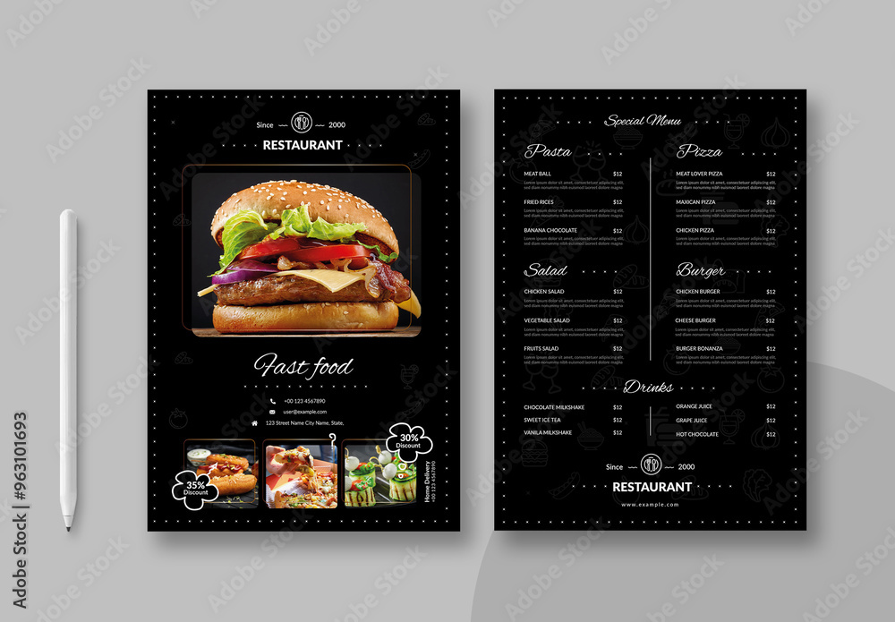 Restaurant Food Menu Layout Stock Template | Adobe Stock