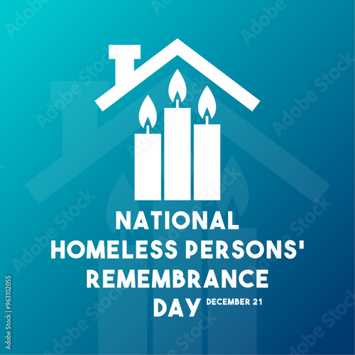 National Homeless Persons Remembrance Day. December 21. Gradient background.