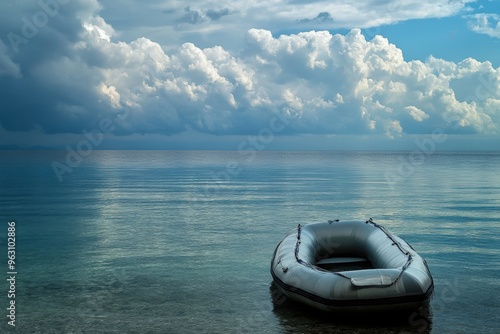 Dinghy: Reflecting Solitude on the Vastness of the Ocean photo