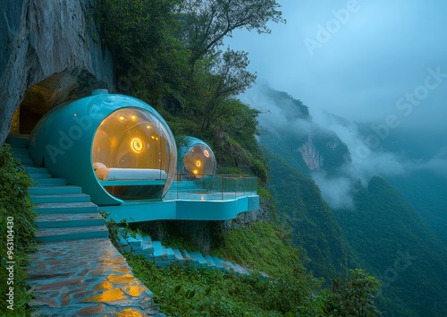 Cliffside Bubble Hotel in the Misty Mountains
