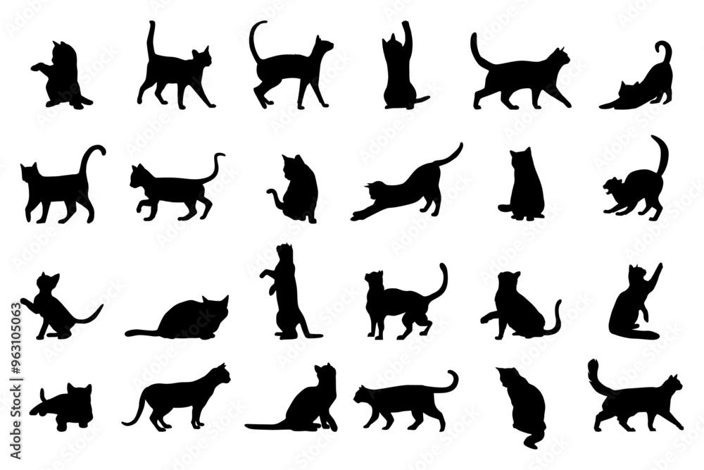 cats set silhouette isolated vector cats set silhouette isolated vector