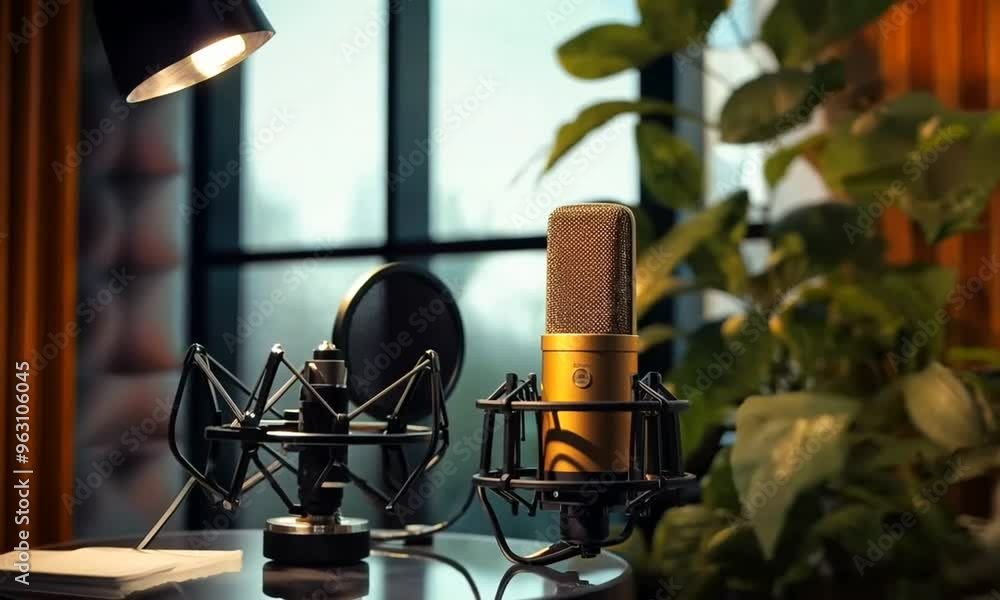 studio interior with microphone and equipment singing studio interior with microphone and equipment singing