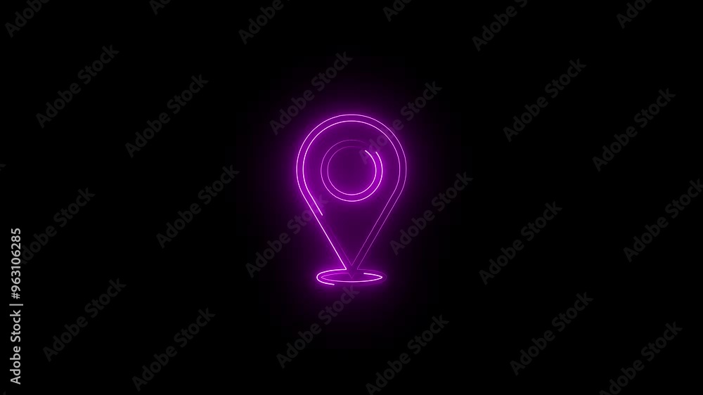 Neon location icon animation. Neon location icon animation.