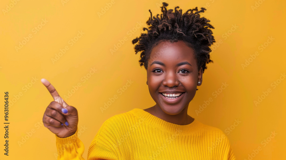 african Pretty woman smiling Pointing with one finger png file african Pretty woman smiling Pointing with one finger png file
