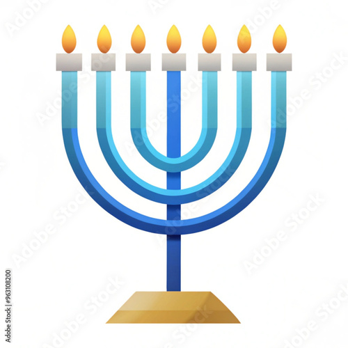 Hanukkah Menorah with Lit Candles Vector Illustration for Holiday Celebrations