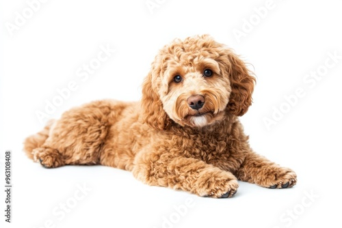 Doodle Dog Isolated. Cute Brown Puppy Spaniel Poodle Animal Pet Concept