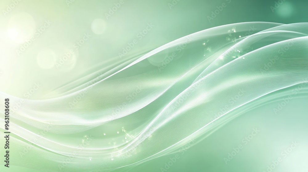 Obraz premium Elegant soft green abstract vector background with a shiny finish, smooth gradients, and subtle light effects for a calming aesthetic