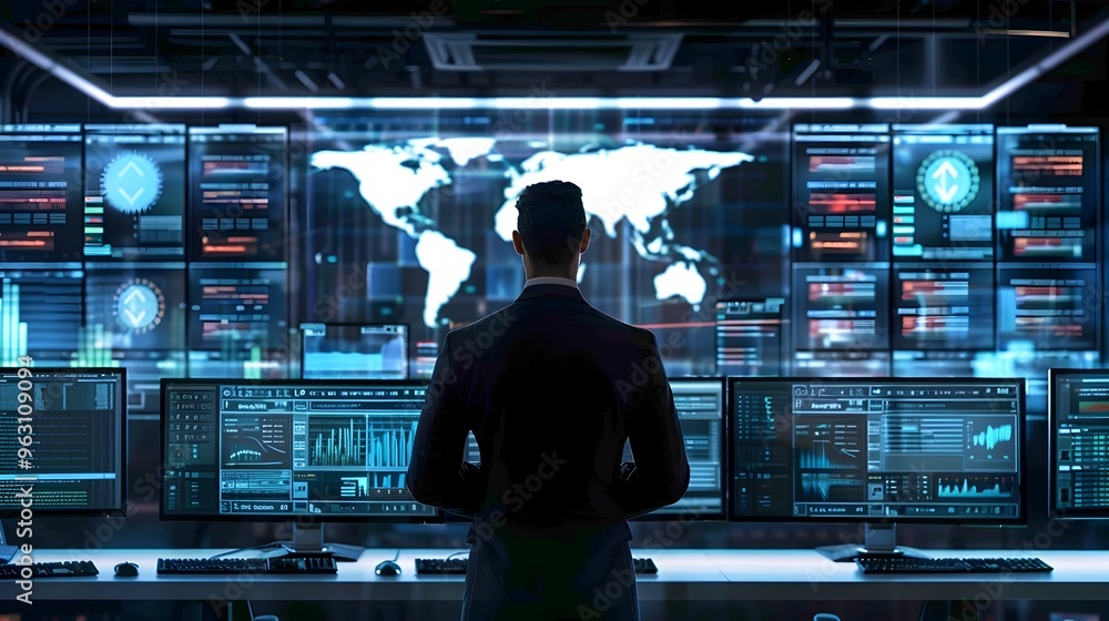 Security Analyst Utilizing Software to Detect Fraudulent Activities in High Tech Office Setting Security Analyst Utilizing Software to Detect Fraudulent Activities in High Tech Office Setting