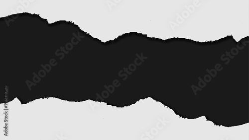 torn blank pages with uneven texture edges. set of ripped paper isolated on black background.