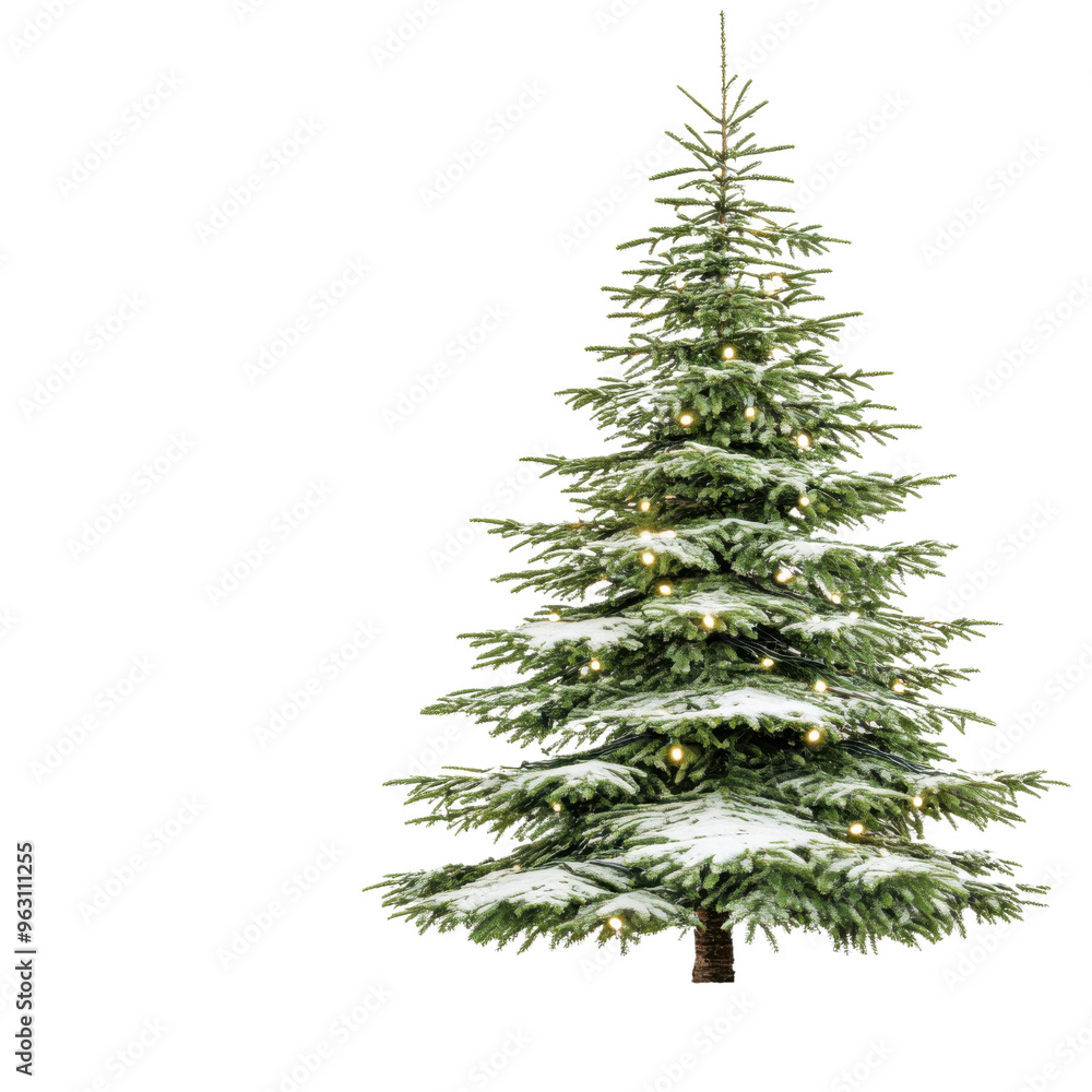 A beautifully decorated Christmas tree adorned with twinkling lights and snow, perfect for holiday celebrations. A beautifully decorated Christmas tree adorned with twinkling lights and snow, perfect for holiday celebrations.