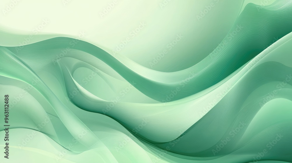 Obraz premium Shiny soft green abstract vector background with flowing curves and smooth gradients, creating a serene, calming atmosphere