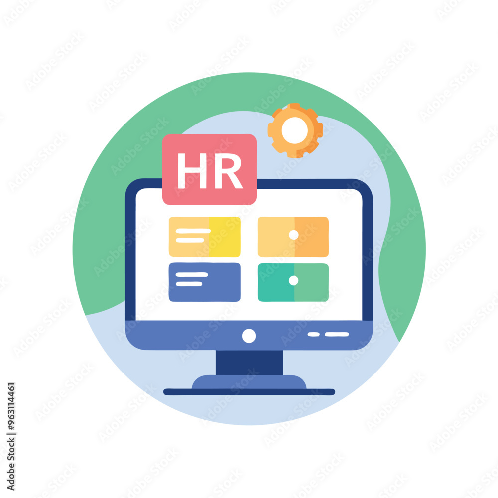 HR software icon simple hr software colored flat icon