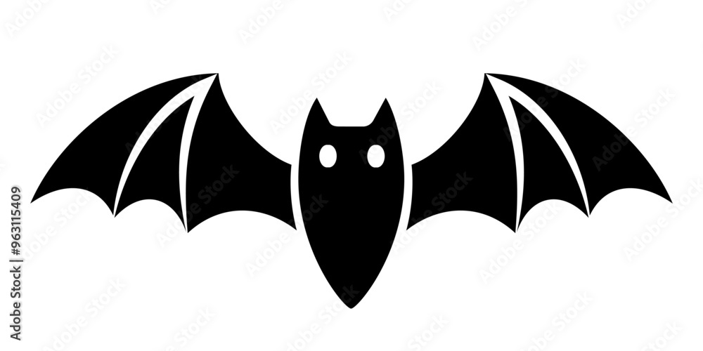 Illustration of black silhouette of vampire bat with spread wings isolated on white background Illustration of black silhouette of vampire bat with spread wings isolated on white background