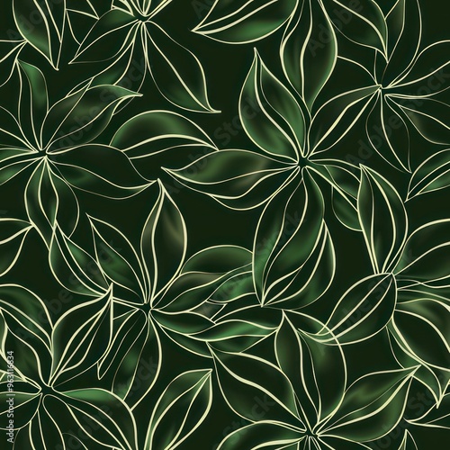 dark green flower pattern background with elegant minimal aesthetics