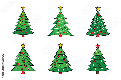 set of christmas tree