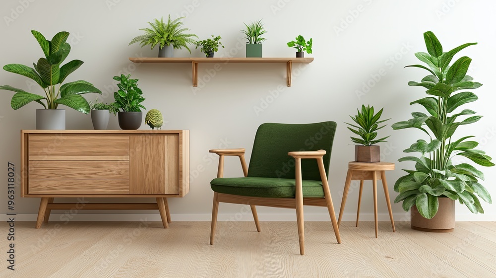 This inviting living room showcases green indoor plants positioned near a sleek fireplace and a wooden wall clock, enhancing the cozy atmosphere This inviting living room showcases green indoor plants positioned near a sleek fireplace and a wooden wall clock, enhancing the cozy atmosphere