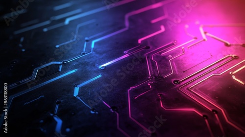 Abstract Circuitry Pattern in Vibrant Neon Colors photo