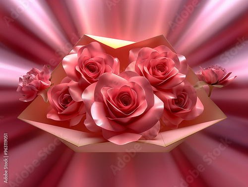 A romantic bouquet of pink roses in a soft dreamy glow