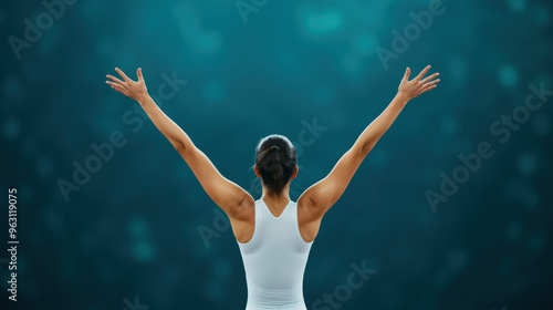 Triumphant gymnast performing a flawless routine, victory, champion, competition